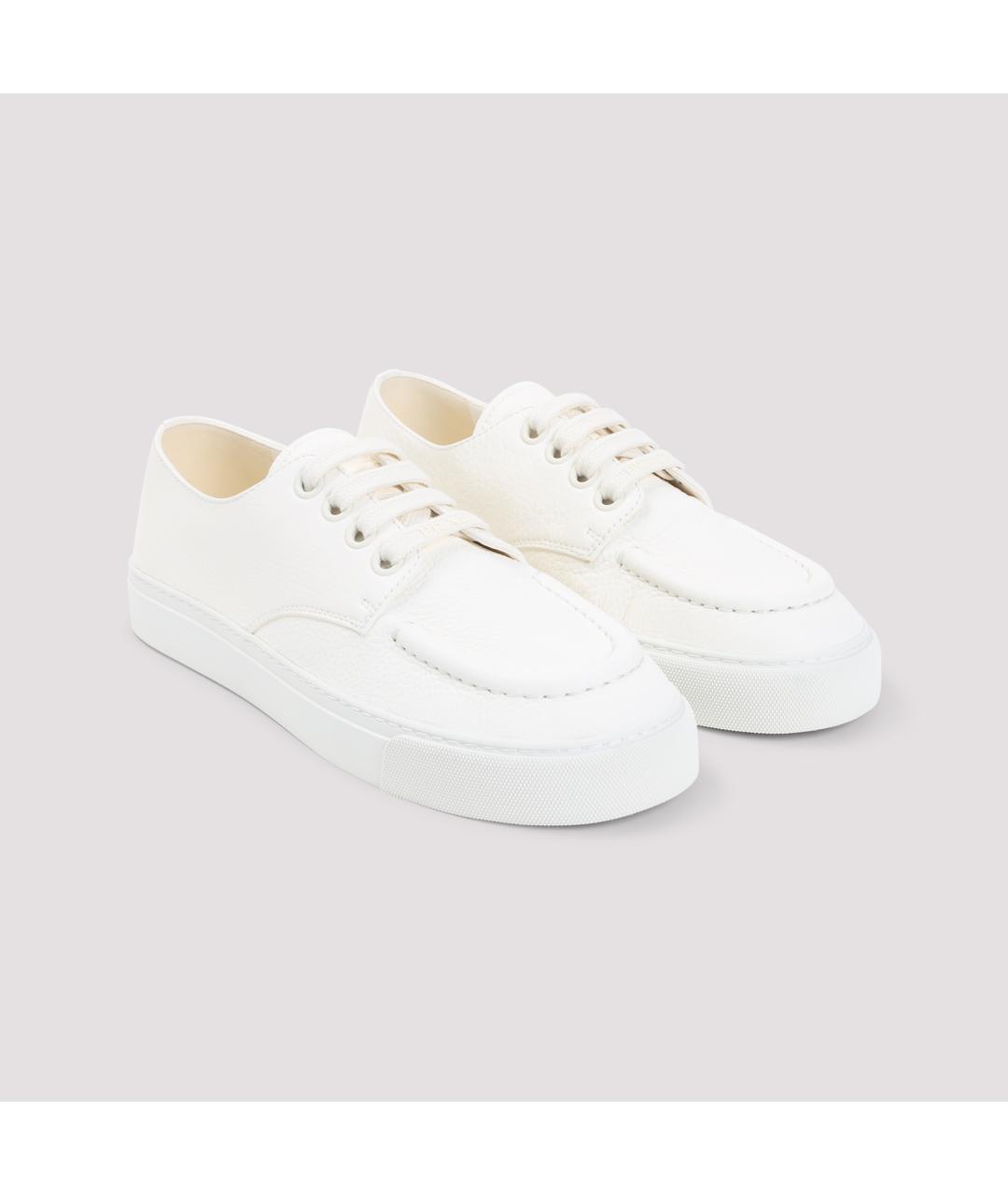 PRADA Белые кожаные низкие кроссовки / кеды, фото 5