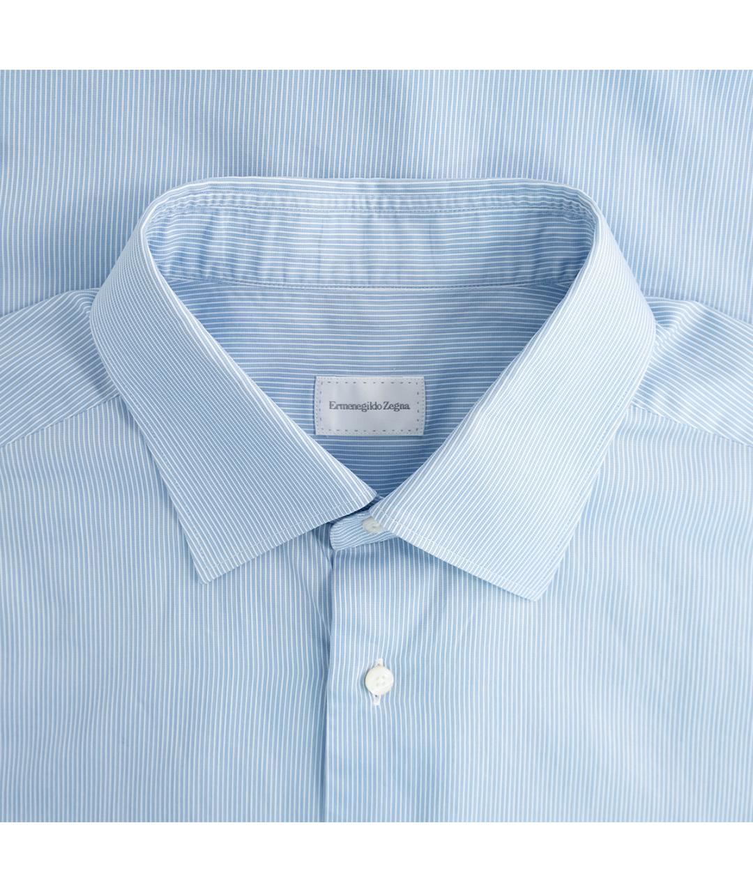 ERMENEGILDO ZEGNA Голубая хлопковая классическая рубашка, фото 3