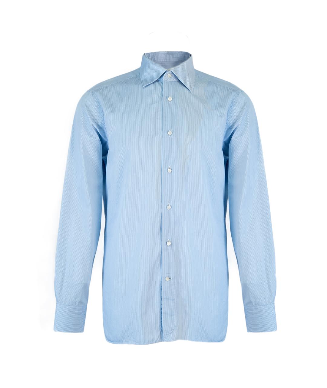 ERMENEGILDO ZEGNA Голубая хлопковая классическая рубашка, фото 1