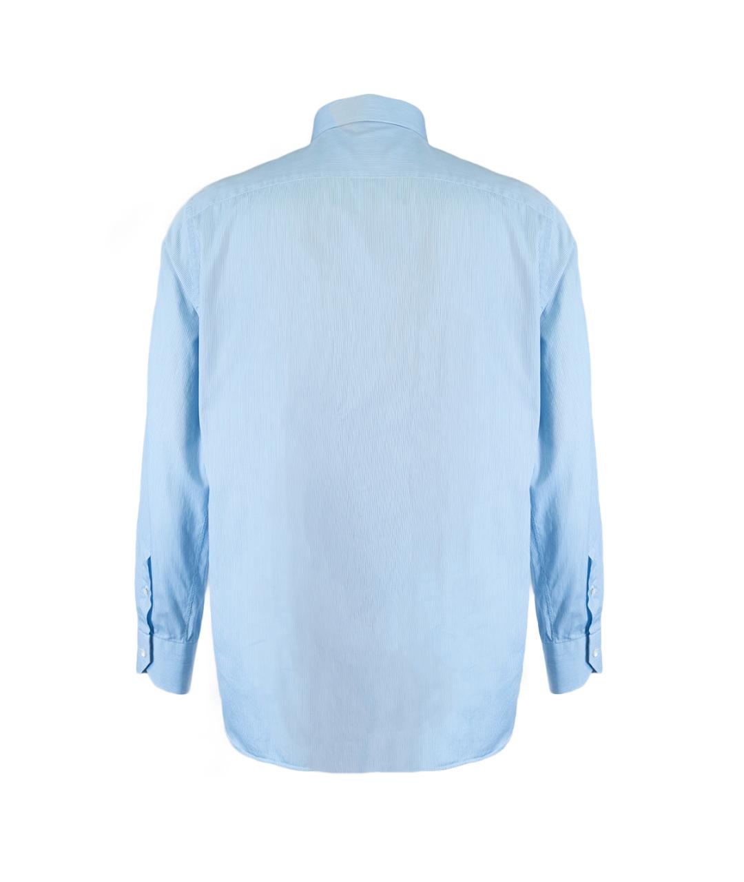 ERMENEGILDO ZEGNA Голубая хлопковая классическая рубашка, фото 2