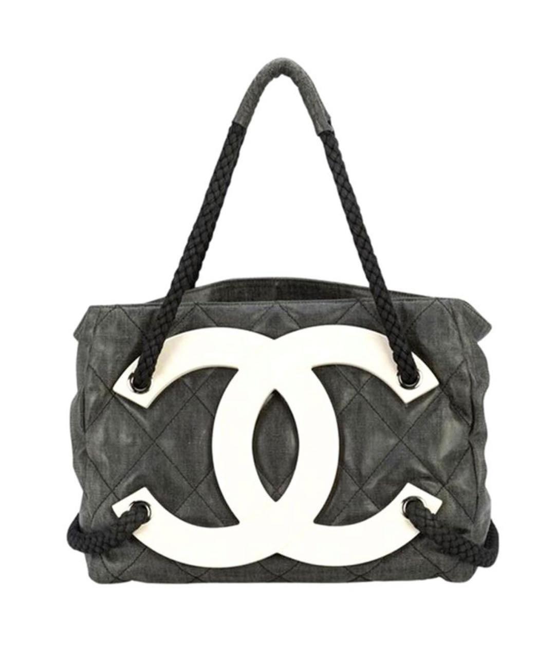 CHANEL Черная тканевая сумка тоут, фото 1