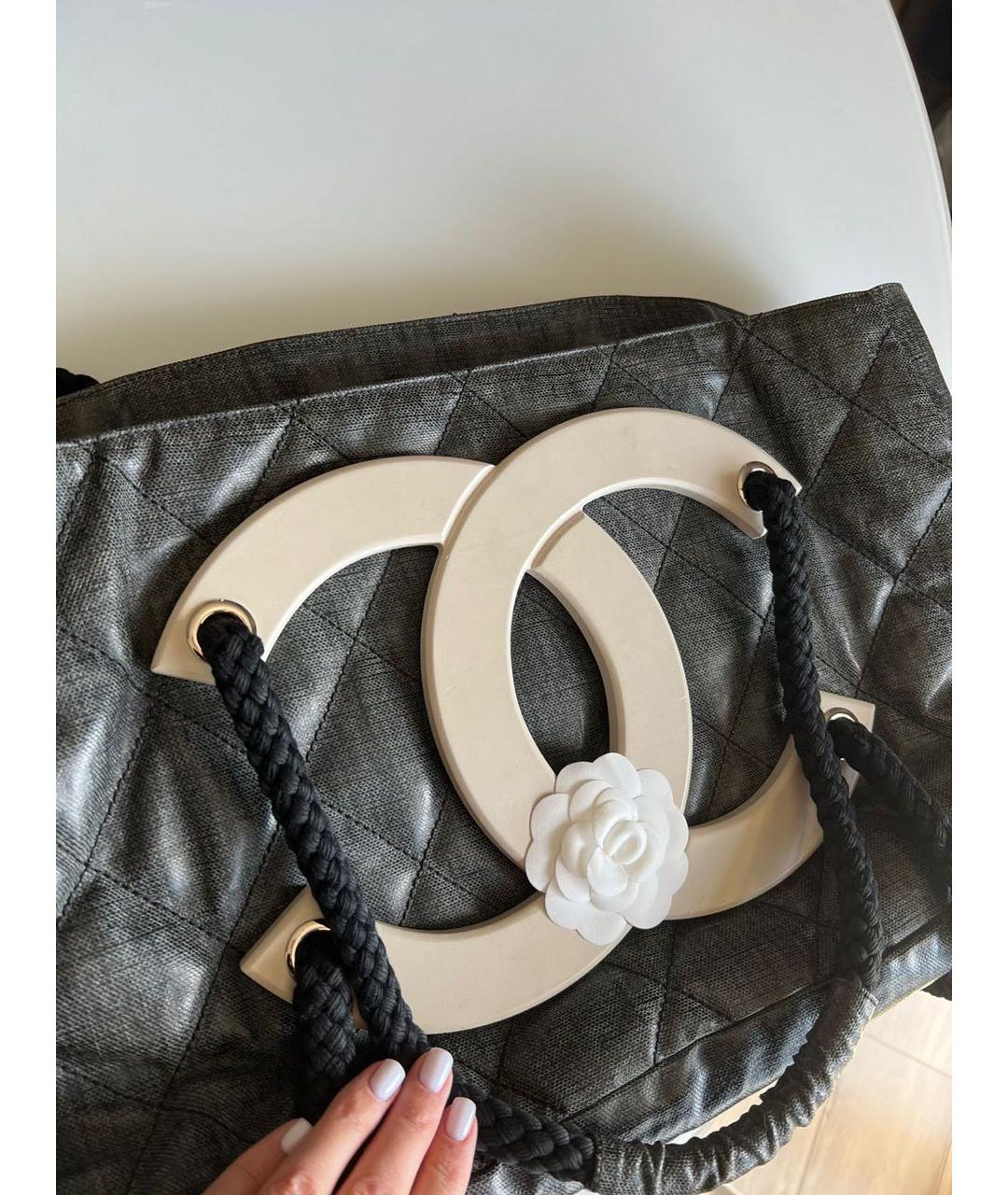 CHANEL Черная тканевая сумка тоут, фото 7