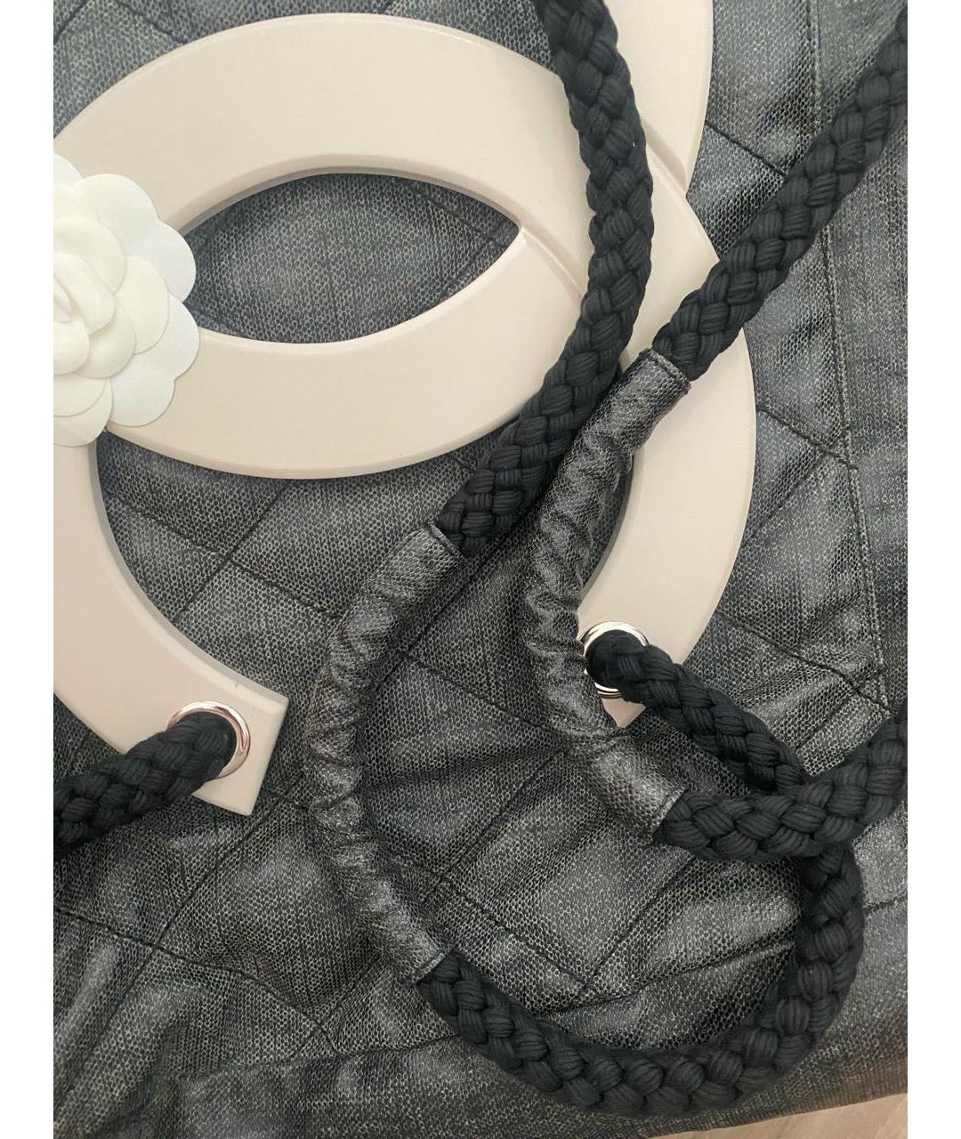 CHANEL Черная тканевая сумка тоут, фото 3