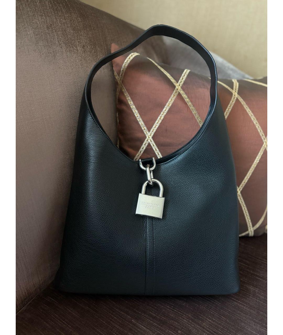 BALENCIAGA Черная кожаная сумка тоут, фото 4