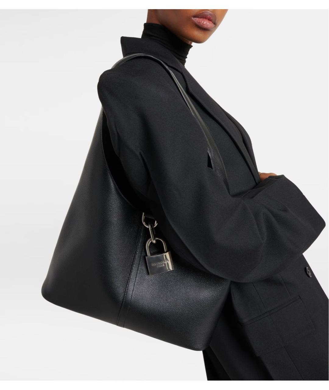 BALENCIAGA Черная кожаная сумка тоут, фото 2