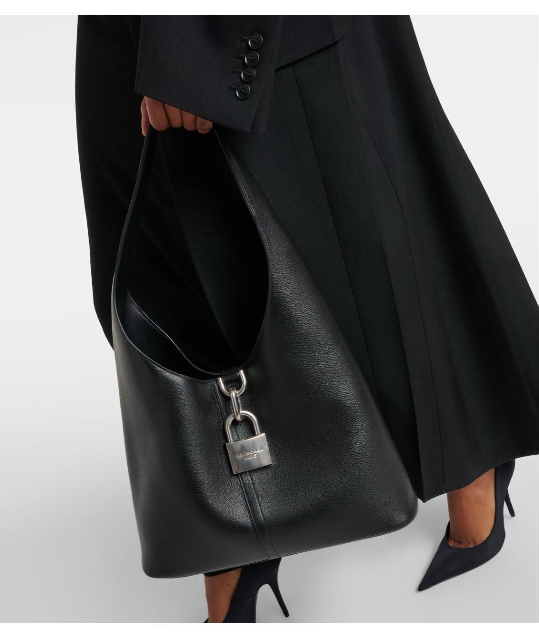 BALENCIAGA Черная кожаная сумка тоут, фото 3