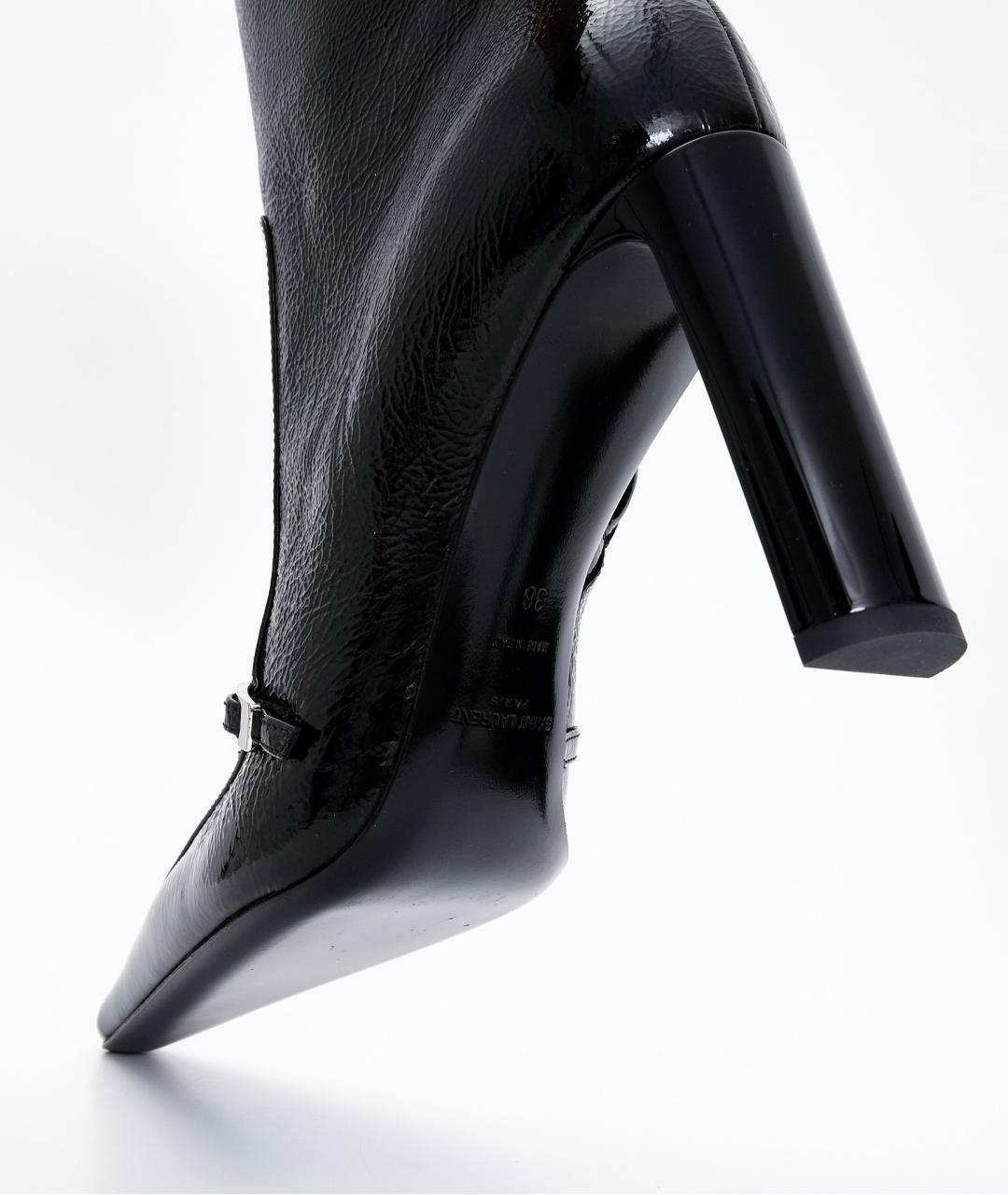 SAINT LAURENT Черные кожаные ботильоны, фото 7