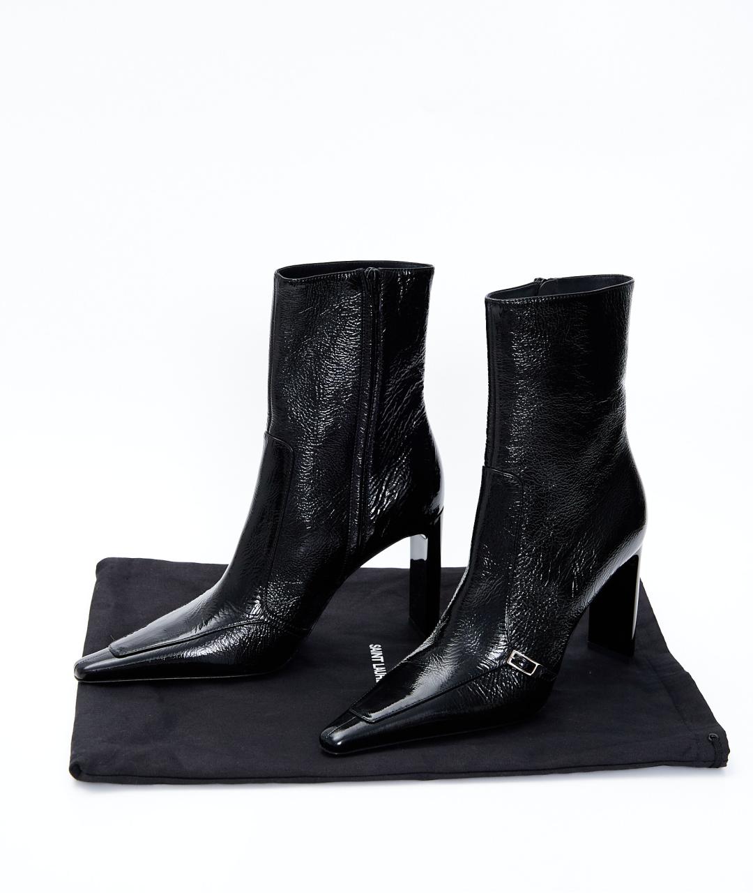 SAINT LAURENT Черные кожаные ботильоны, фото 8