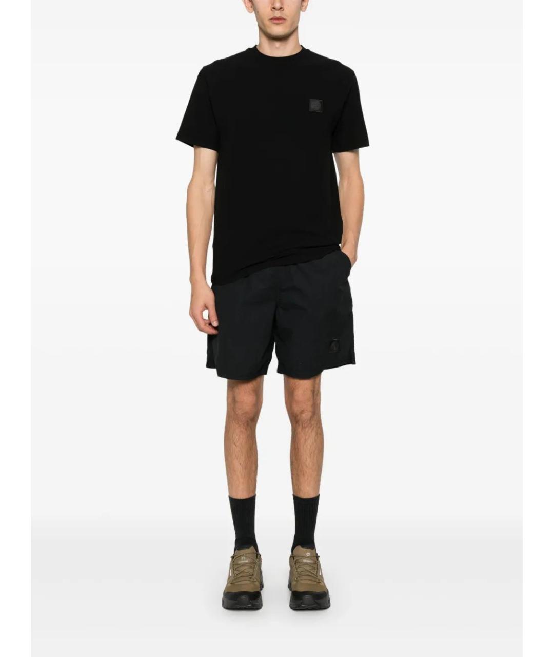 STONE ISLAND Черная хлопковая футболка, фото 2