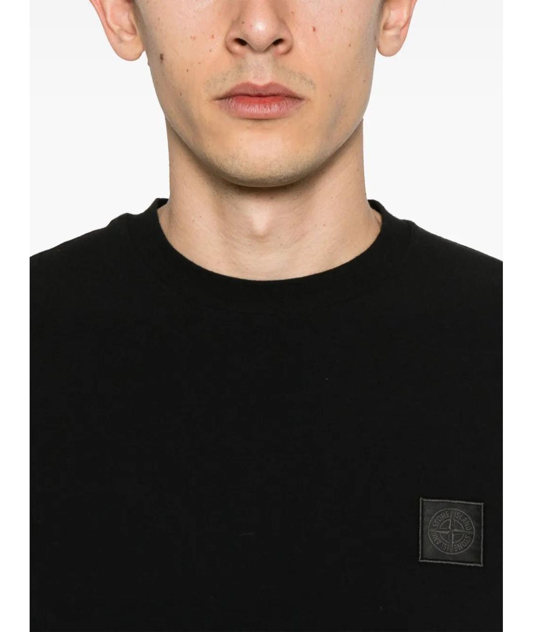 STONE ISLAND Черная хлопковая футболка, фото 4