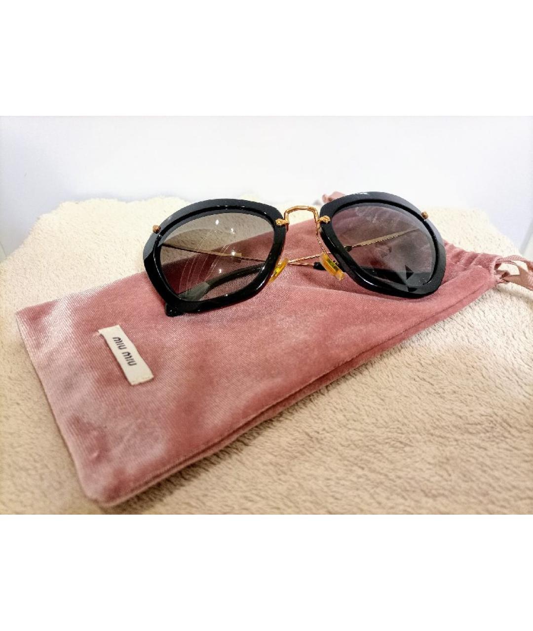 MIU MIU Черные пластиковые солнцезащитные очки, фото 4