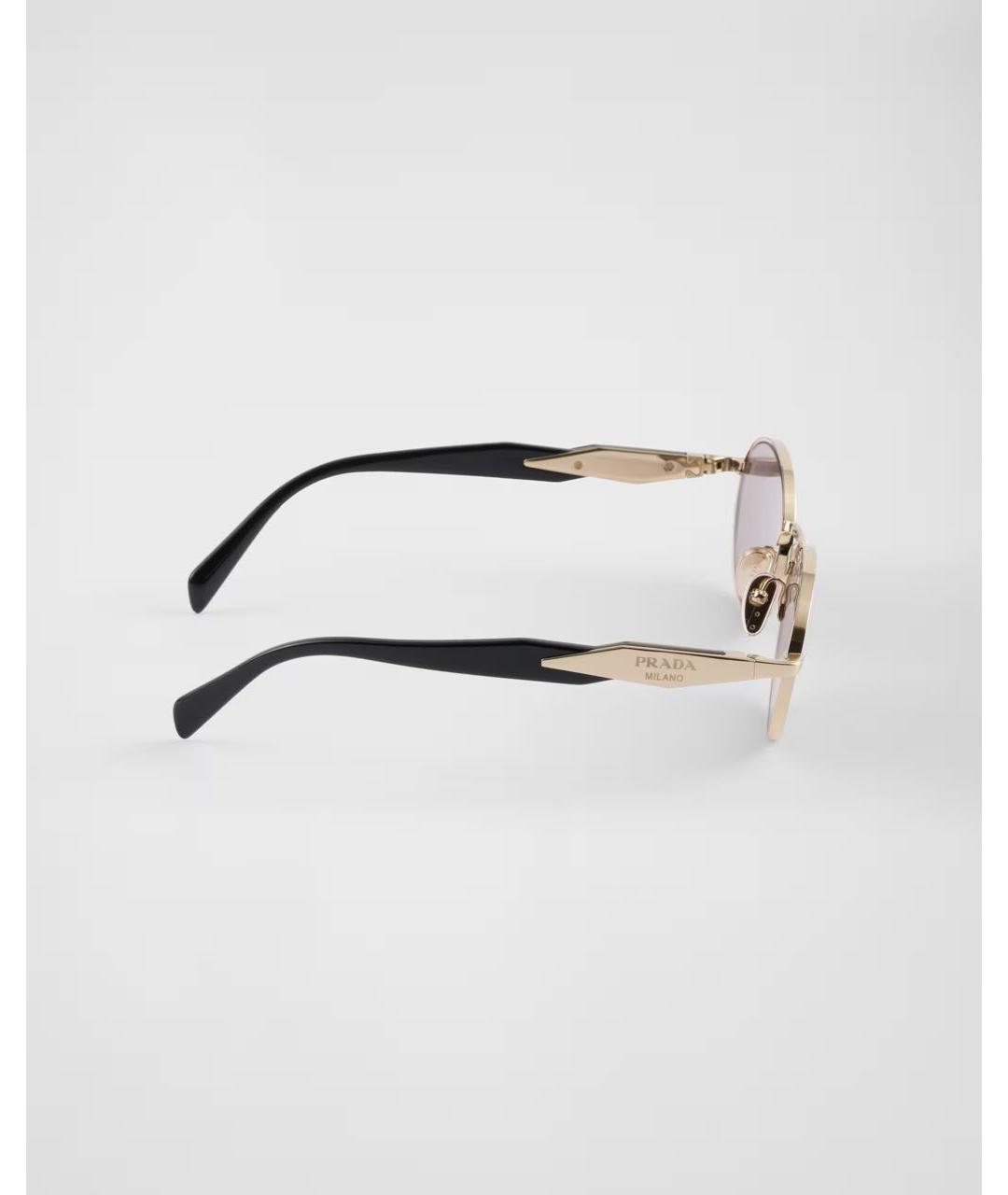 PRADA Золотые металлические солнцезащитные очки, фото 3