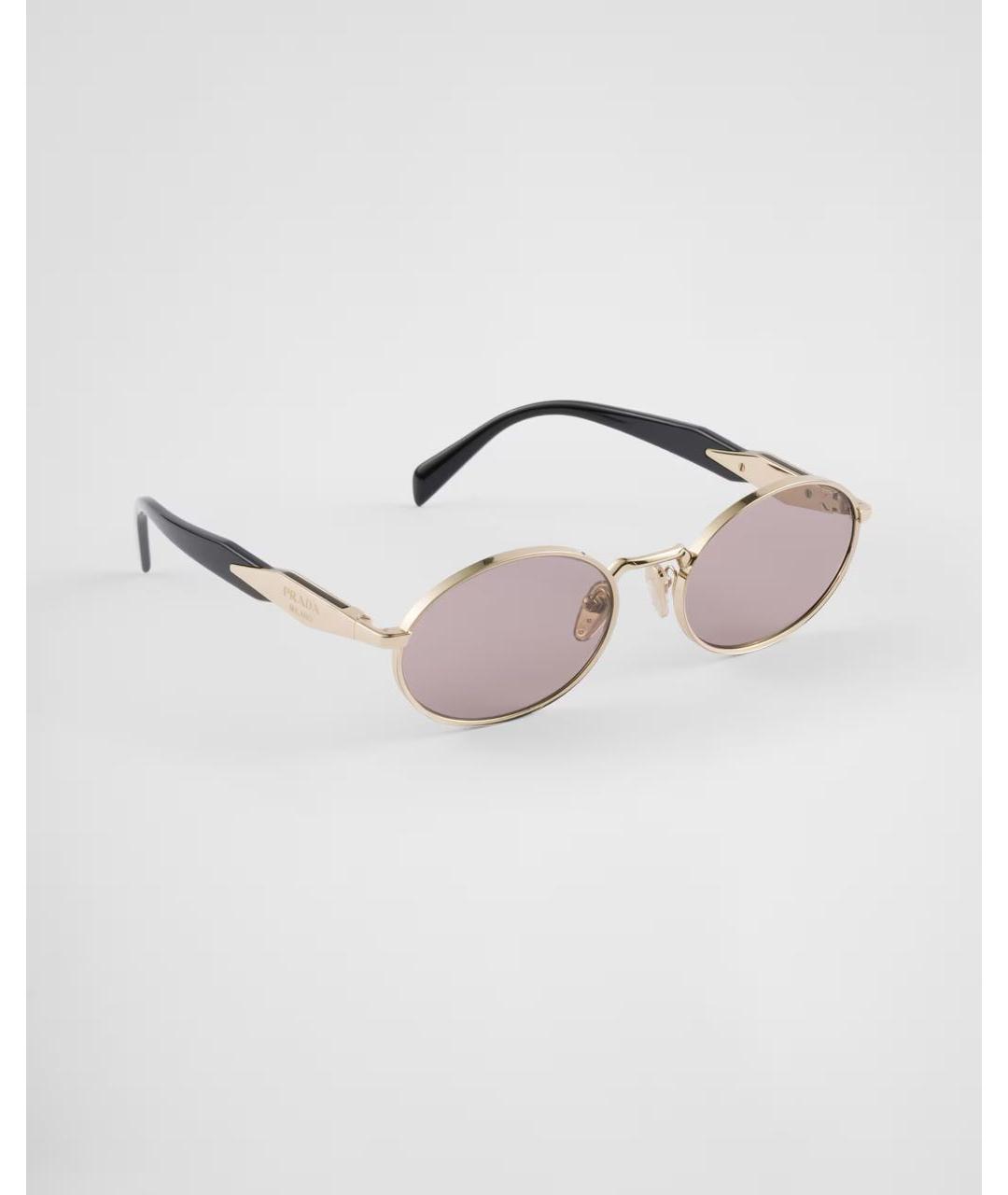 PRADA Золотые металлические солнцезащитные очки, фото 5