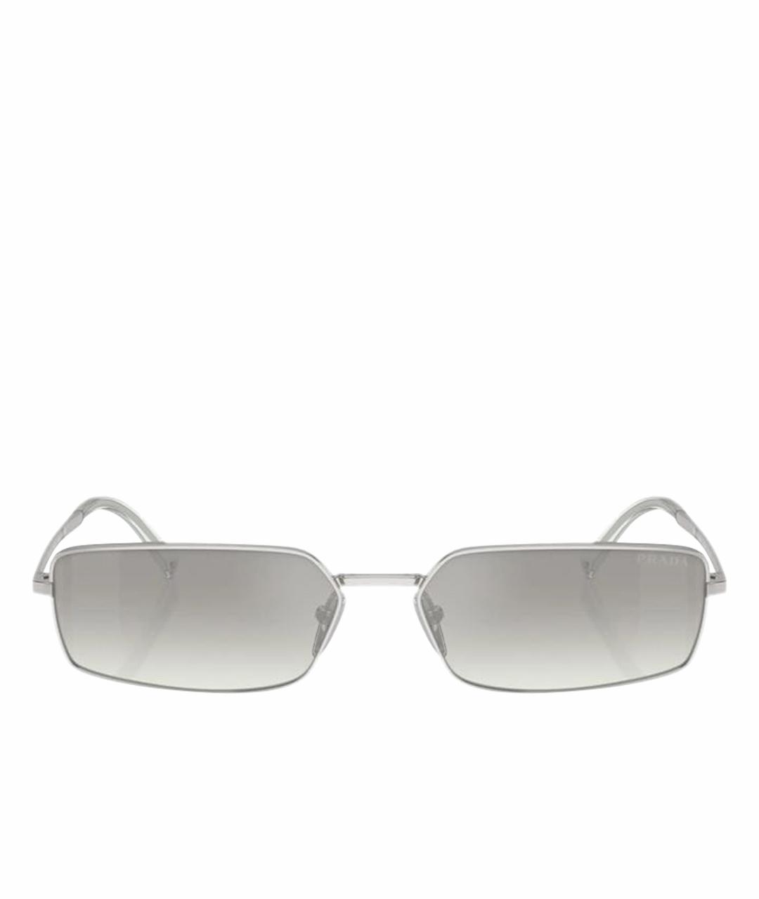 PRADA Серебряные металлические солнцезащитные очки, фото 1