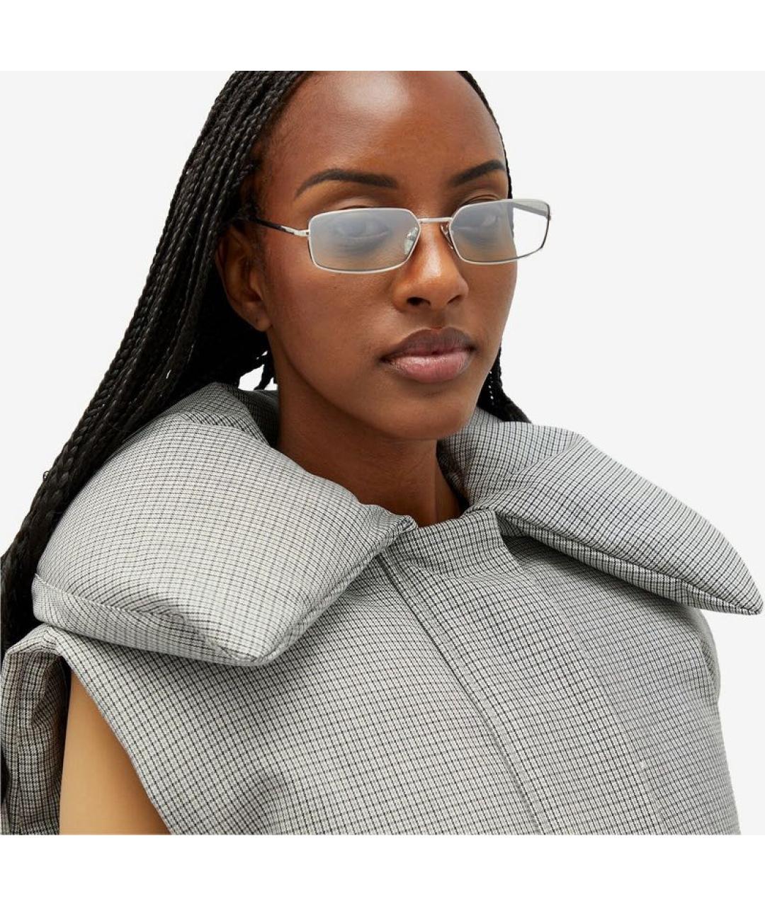 PRADA Серебряные металлические солнцезащитные очки, фото 4