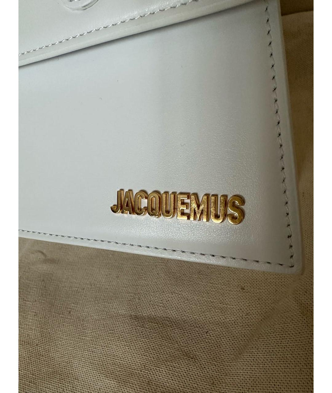 JACQUEMUS Белая кожаная сумка с короткими ручками, фото 4