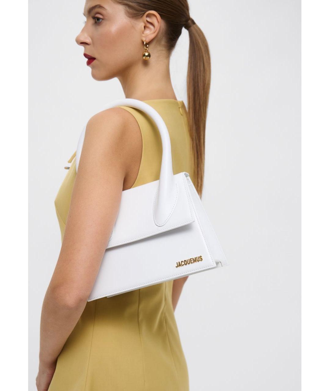 JACQUEMUS Белая кожаная сумка с короткими ручками, фото 3