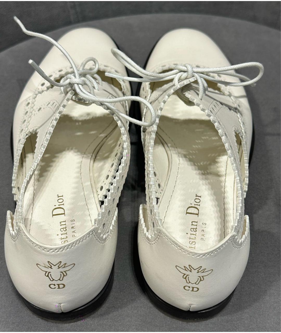 CHRISTIAN DIOR Белые кожаные брогги и оксфорды, фото 3