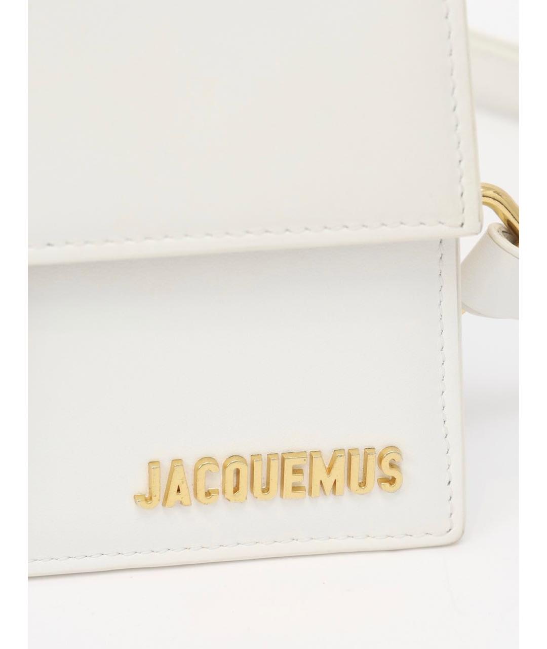 JACQUEMUS Белая кожаная сумка с короткими ручками, фото 5