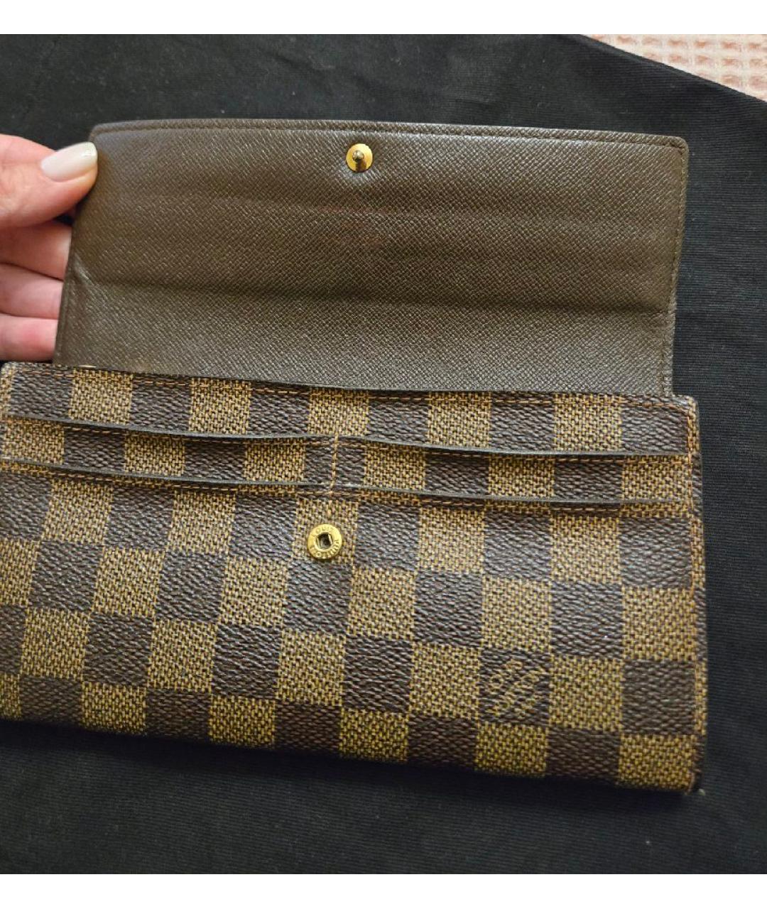 LOUIS VUITTON Коричневый кожаный кошелек, фото 6