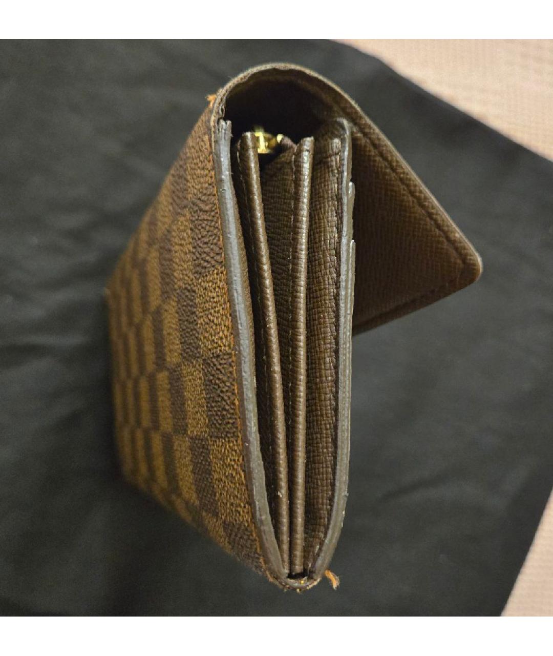 LOUIS VUITTON Коричневый кожаный кошелек, фото 5