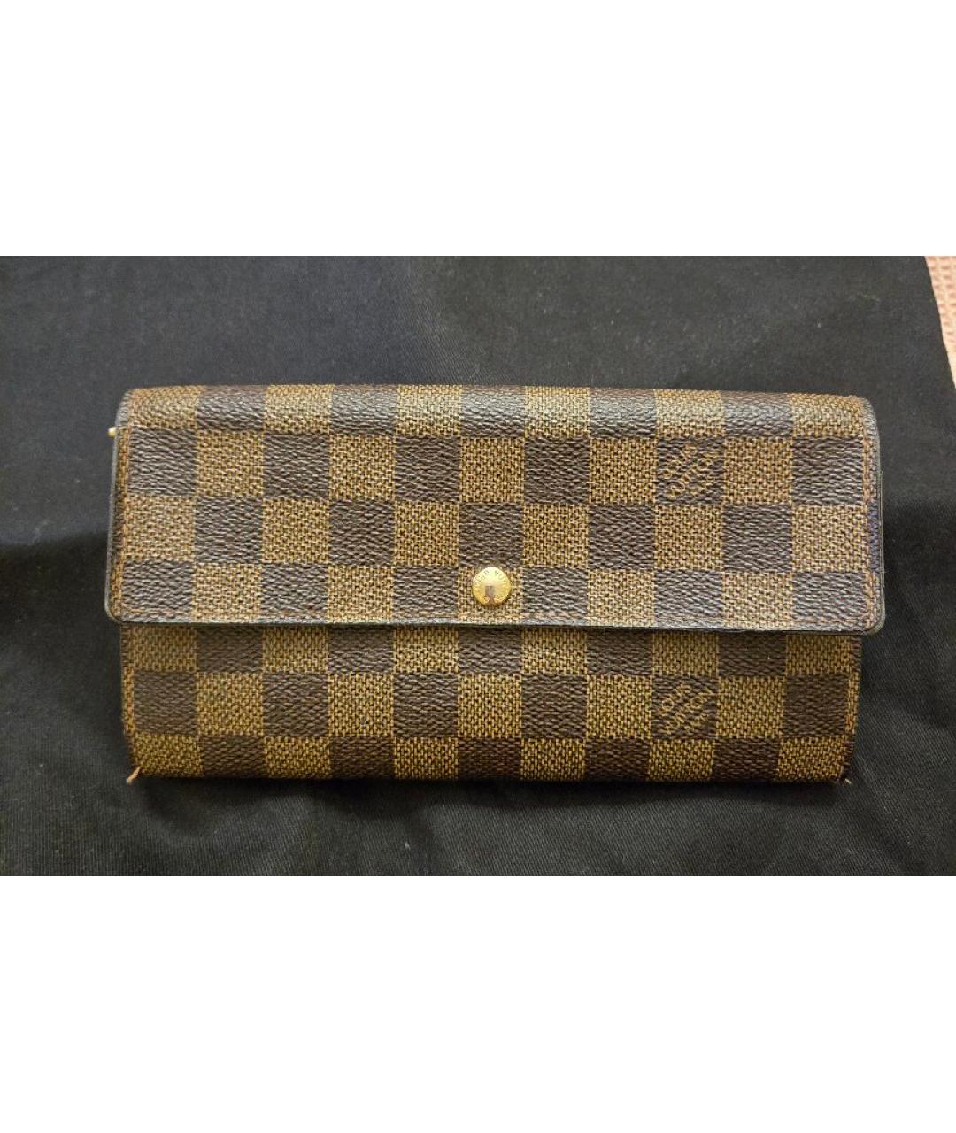 LOUIS VUITTON Коричневый кожаный кошелек, фото 8