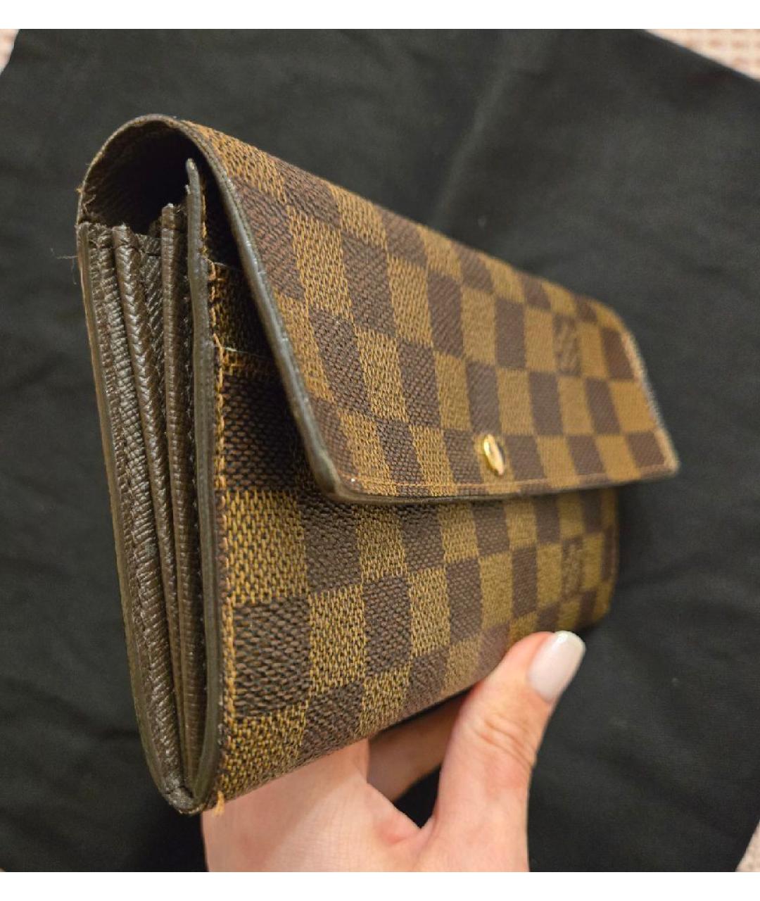 LOUIS VUITTON Коричневый кожаный кошелек, фото 2