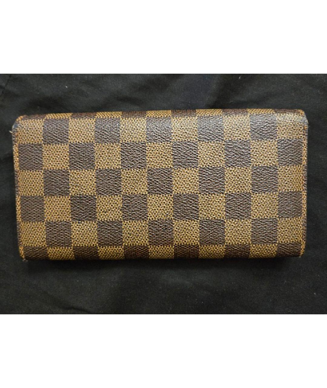 LOUIS VUITTON Коричневый кожаный кошелек, фото 3