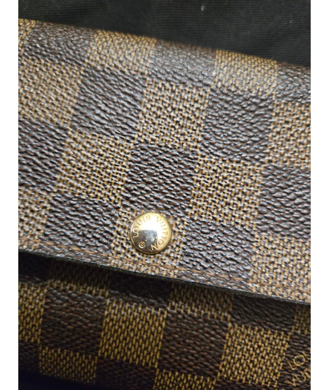 LOUIS VUITTON Коричневый кожаный кошелек, фото 7