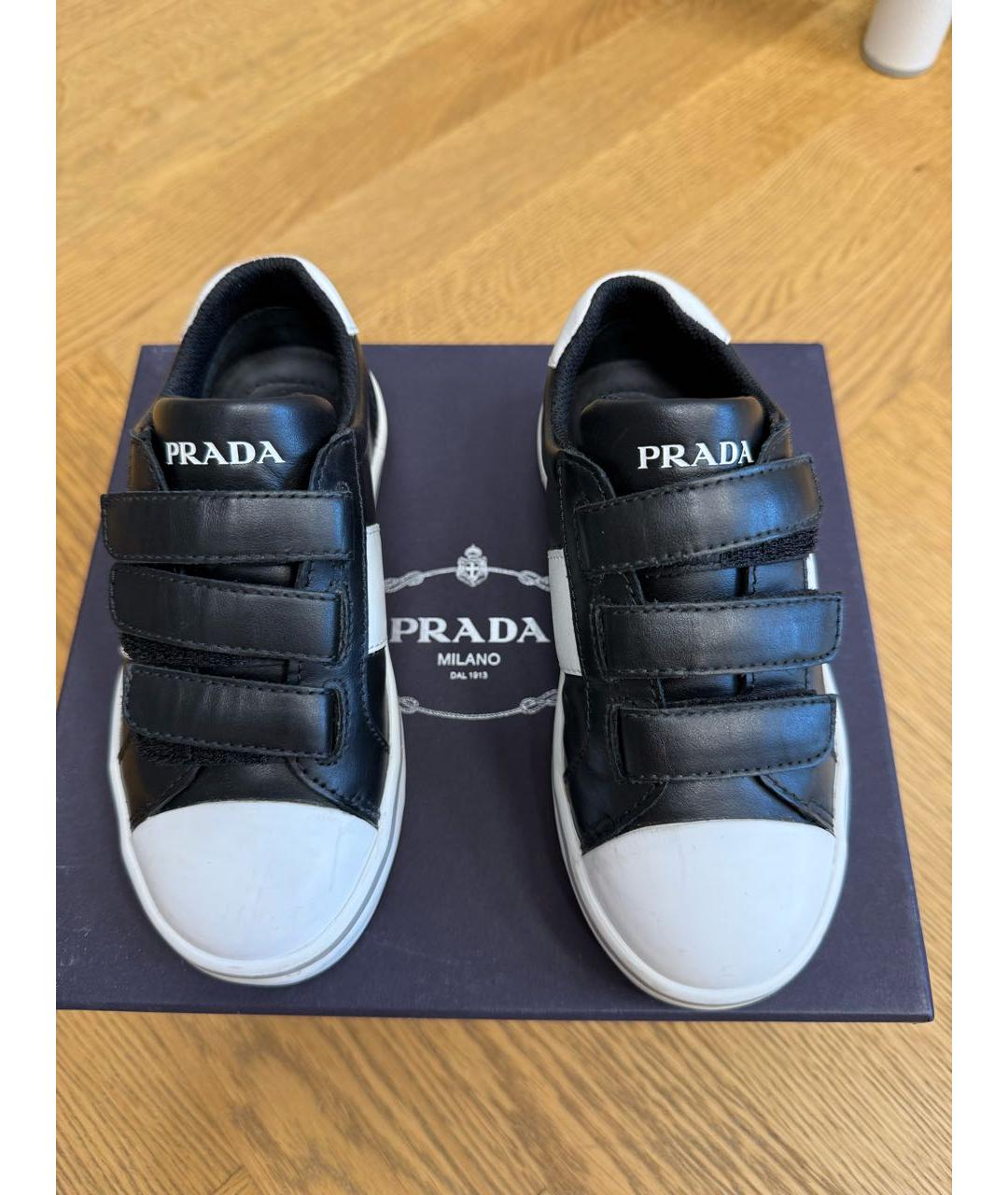 PRADA Черные кожаные кеды, фото 2