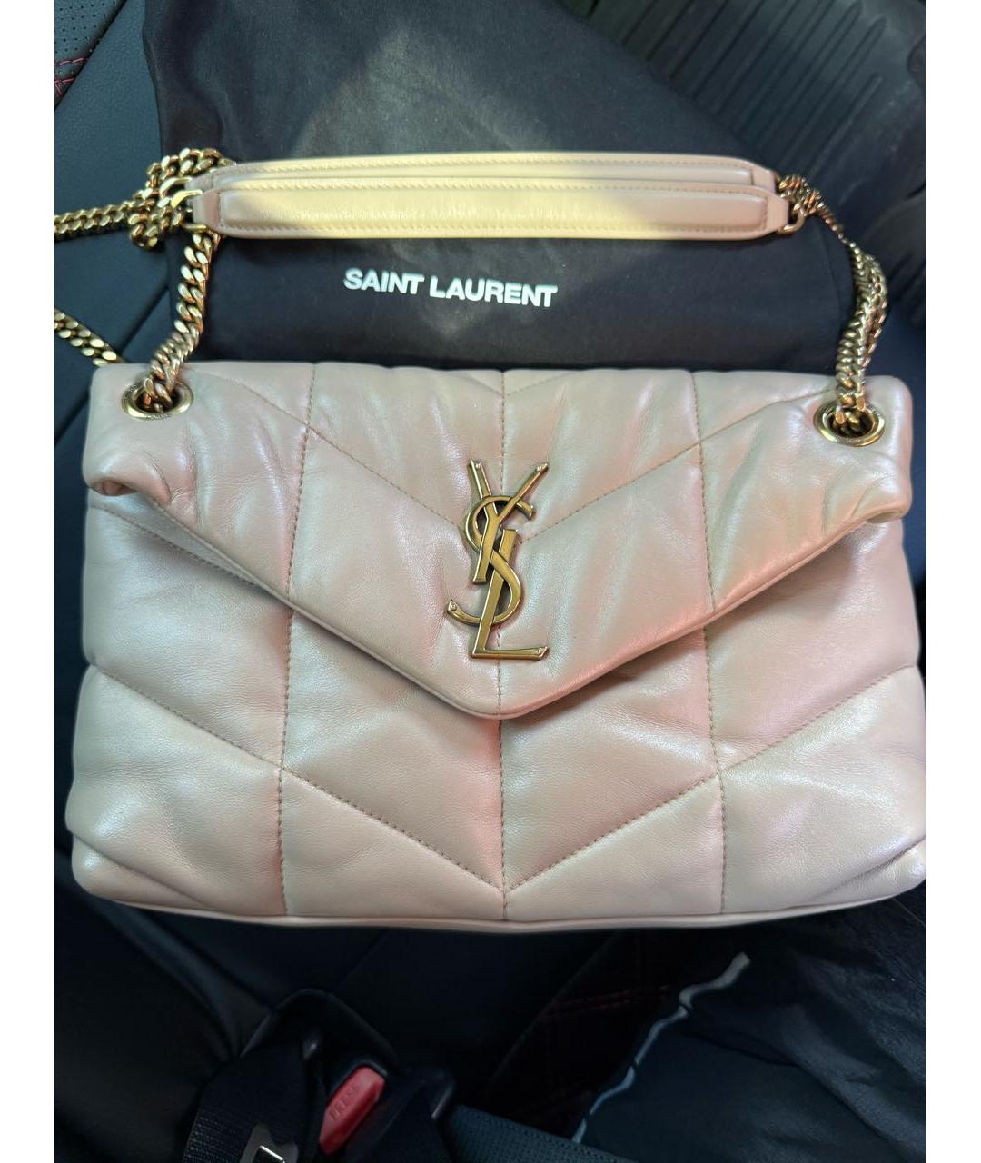 SAINT LAURENT Белая кожаная сумка через плечо, фото 4