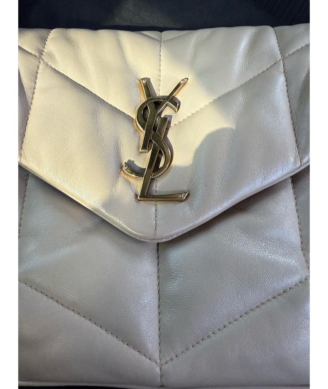 SAINT LAURENT Белая кожаная сумка через плечо, фото 3