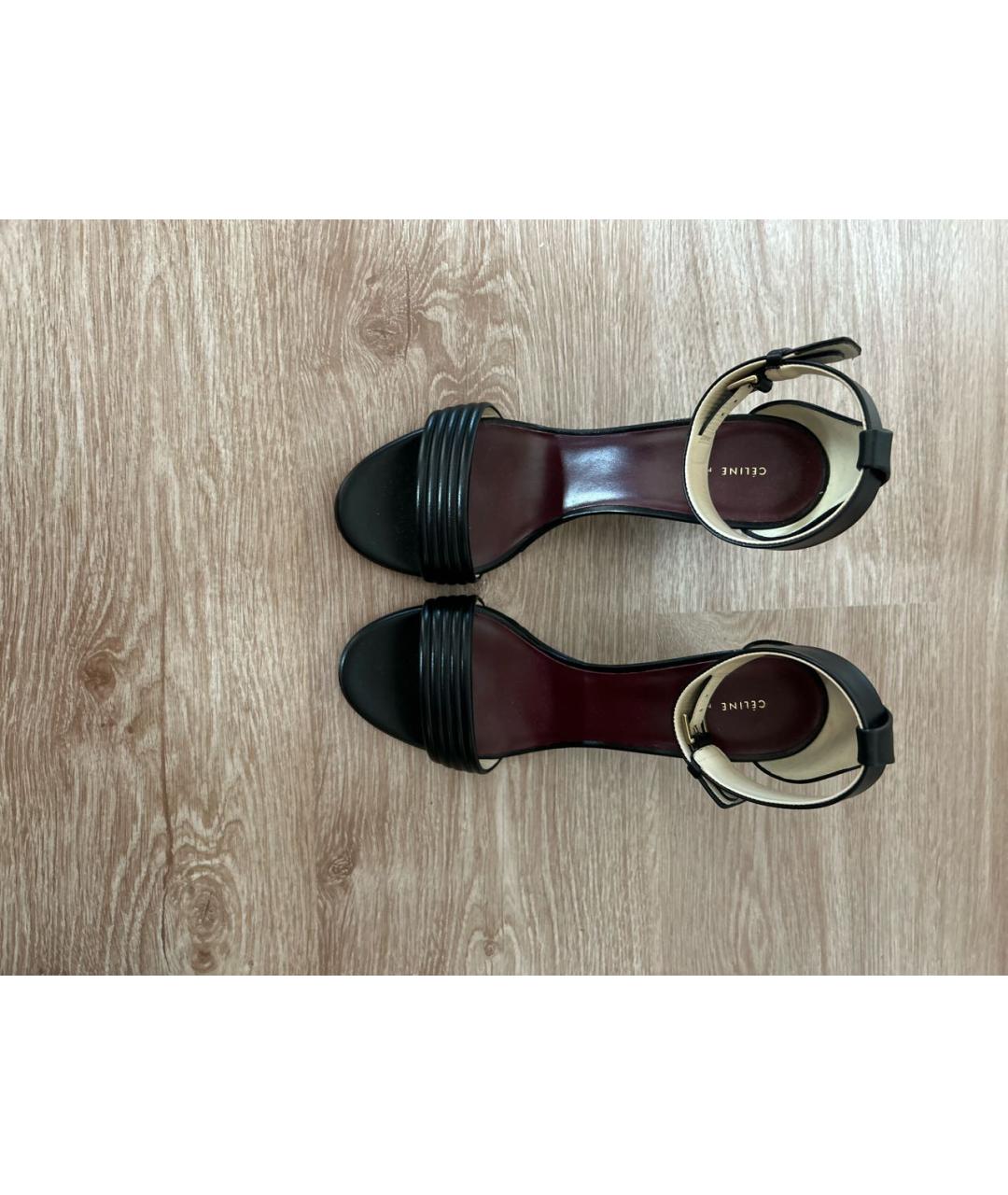 CELINE Черные кожаные босоножки, фото 2