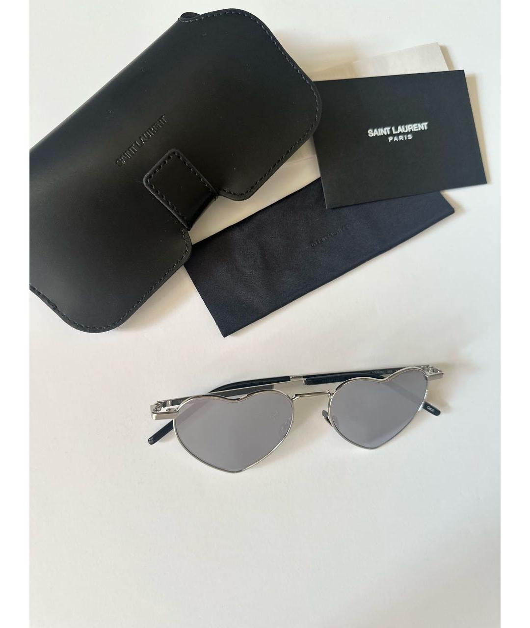 SAINT LAURENT Серебряные металлические солнцезащитные очки, фото 2