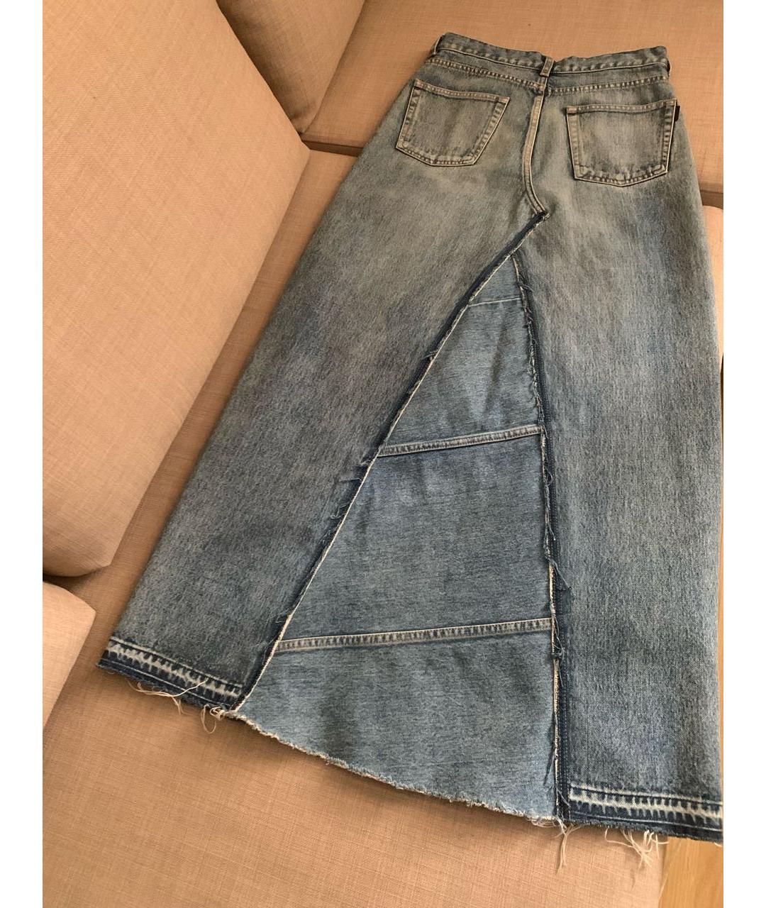 SAINT LAURENT Голубая деним юбка макси, фото 2