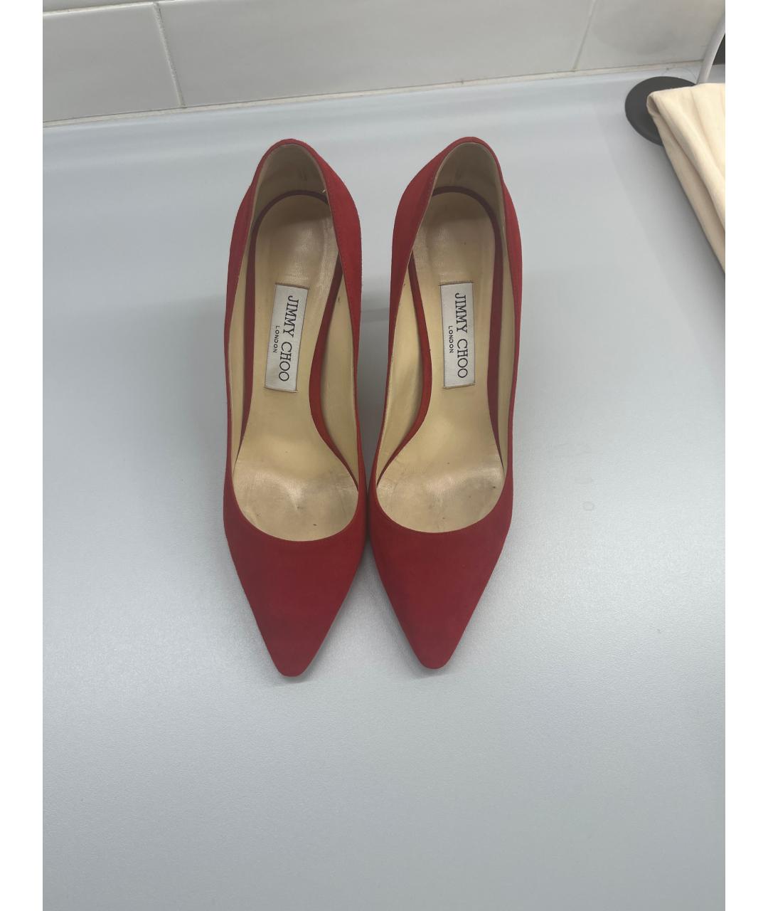 JIMMY CHOO Красные замшевые туфли, фото 2