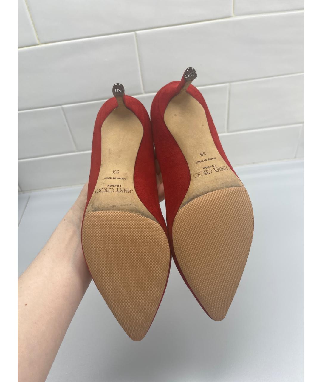 JIMMY CHOO Красные замшевые туфли, фото 5
