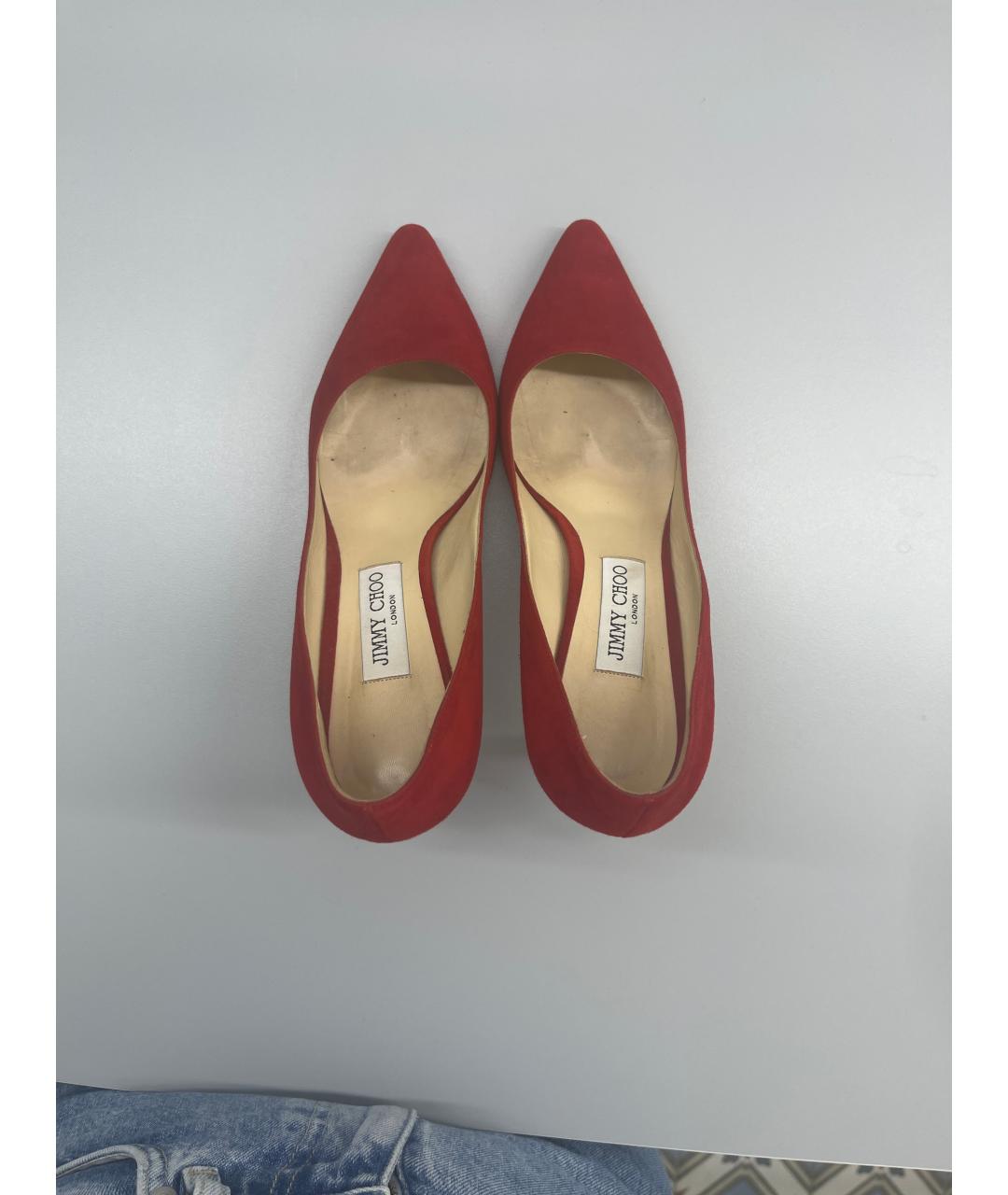 JIMMY CHOO Красные замшевые туфли, фото 3
