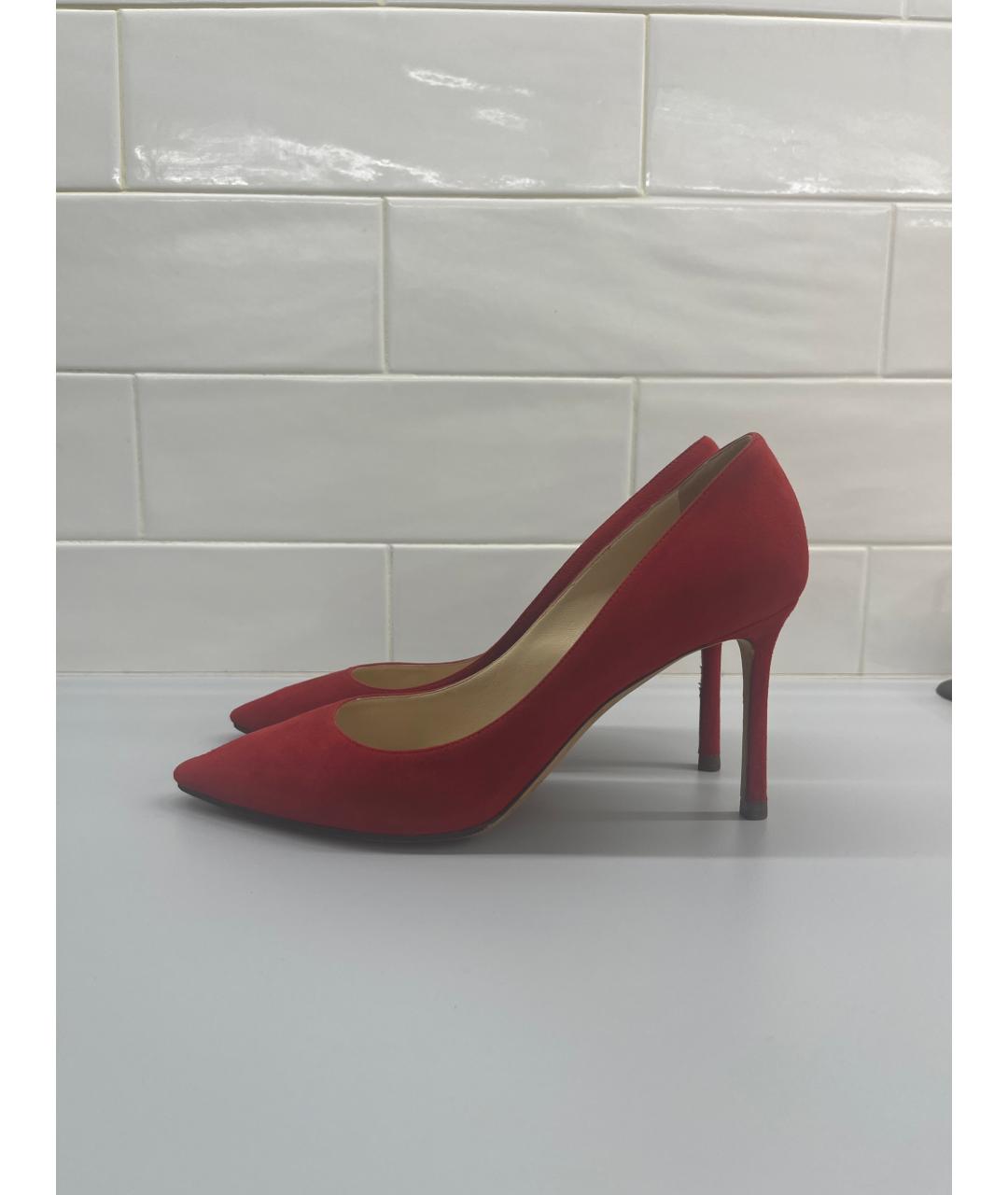 JIMMY CHOO Красные замшевые туфли, фото 6