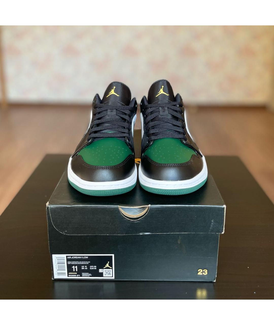JORDAN Зеленые кожаные низкие кроссовки / кеды, фото 2