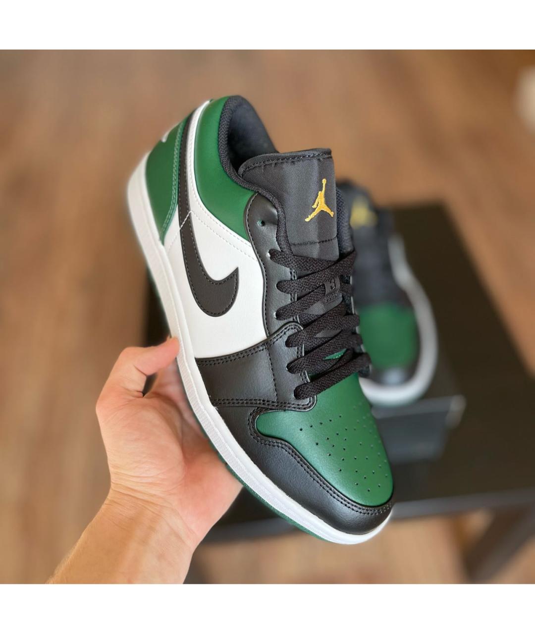 JORDAN Зеленые кожаные низкие кроссовки / кеды, фото 3
