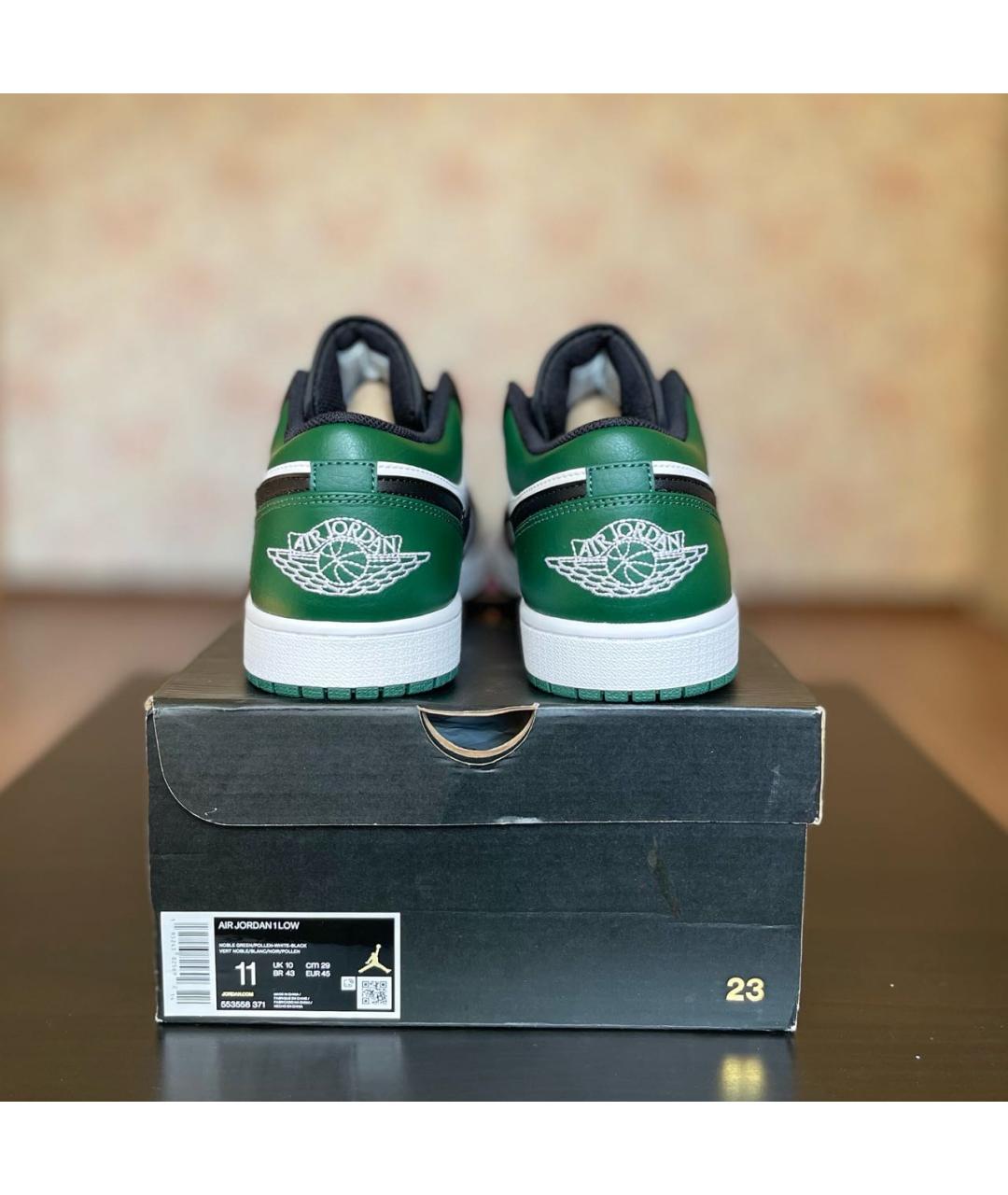 JORDAN Зеленые кожаные низкие кроссовки / кеды, фото 4