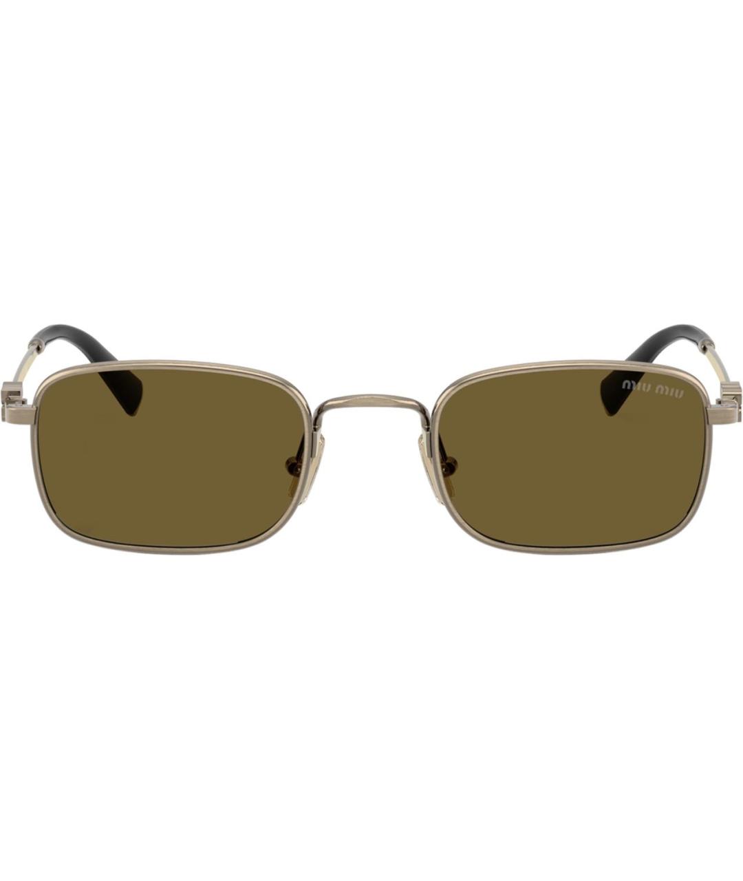 MIU MIU Золотые металлические солнцезащитные очки, фото 2