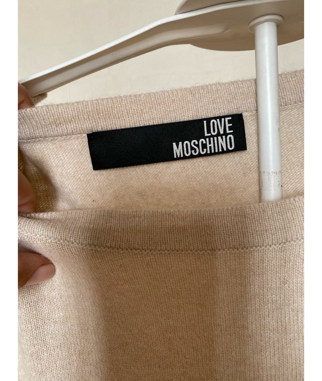 LOVE MOSCHINO Бежевое шерстяное повседневное платье, фото 2
