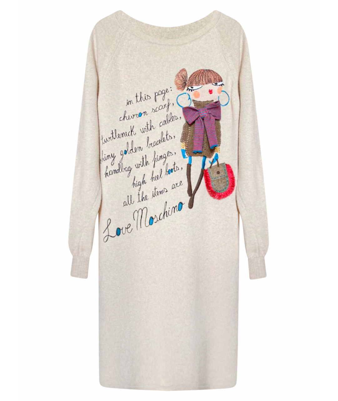 LOVE MOSCHINO Бежевое шерстяное повседневное платье, фото 1