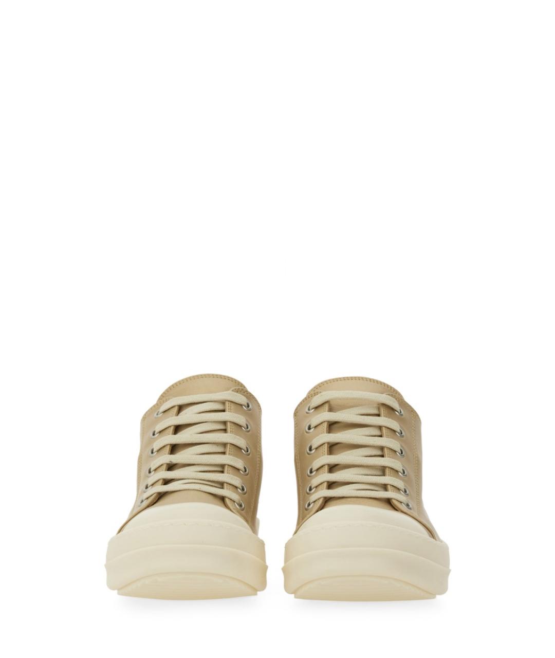 RICK OWENS Бежевые кожаные кеды, фото 5