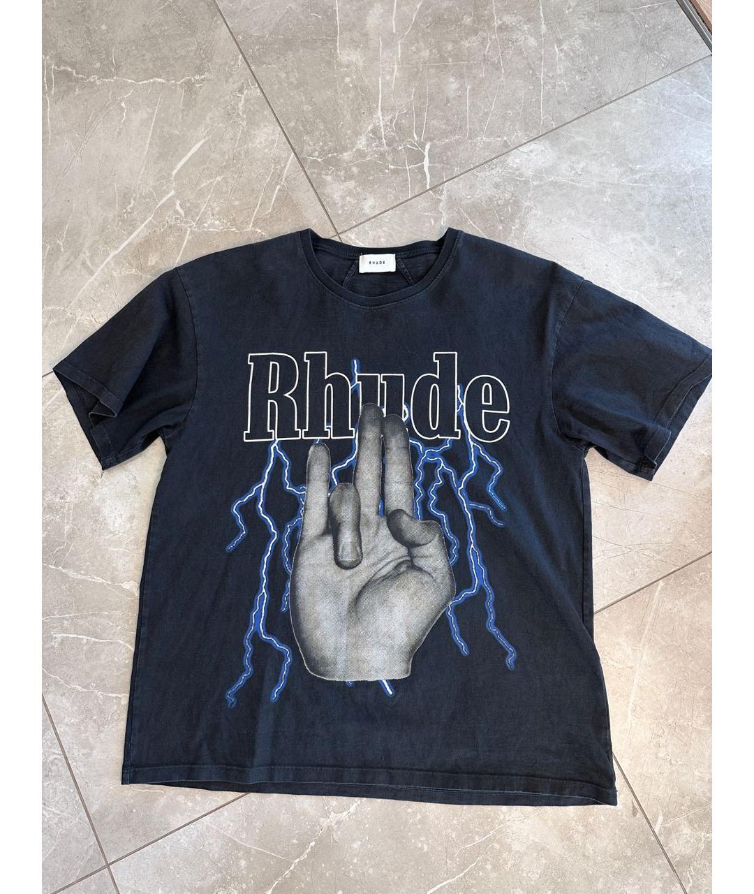 RHUDE Антрацитовая хлопковая футболка, фото 4