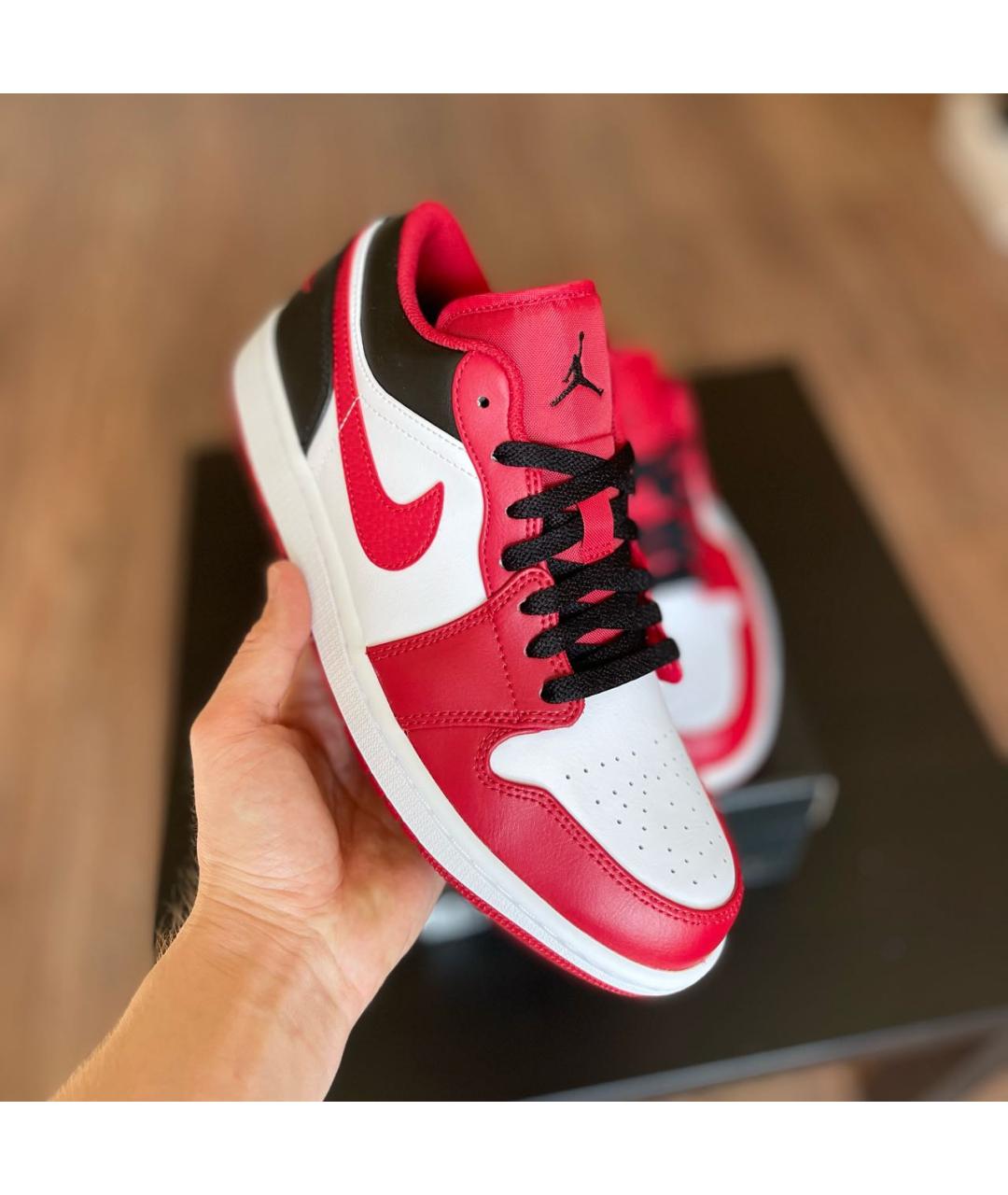 JORDAN Красные кожаные низкие кроссовки / кеды, фото 3