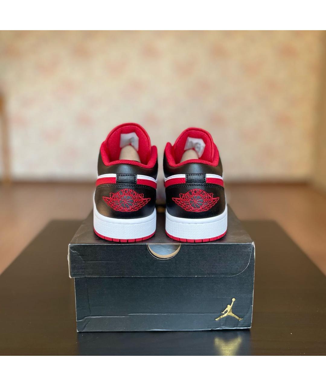 JORDAN Красные кожаные низкие кроссовки / кеды, фото 4
