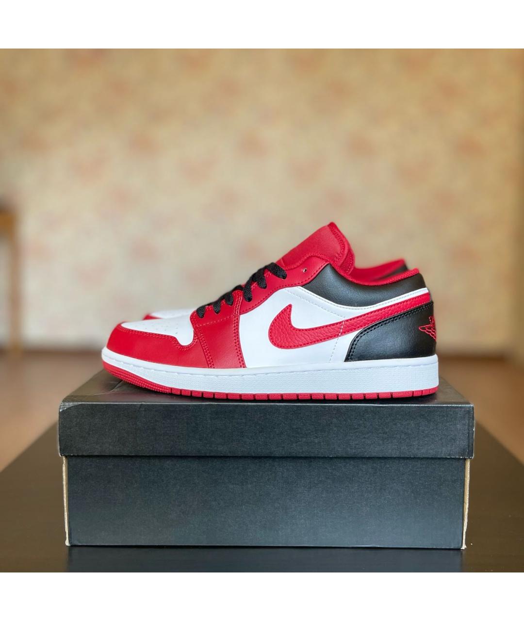 JORDAN Красные кожаные низкие кроссовки / кеды, фото 5